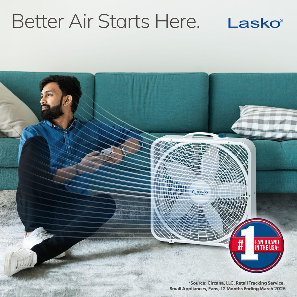 20 Inch 3 Speeds White Box Fan with Carry Handle A9344