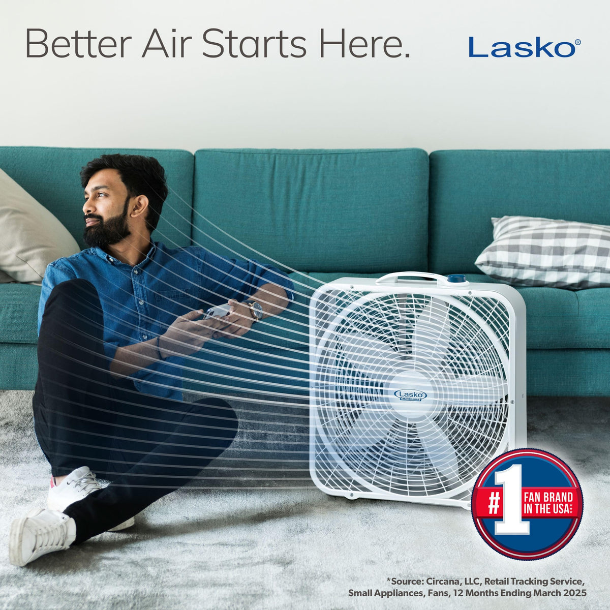 20 Inch 3 Speeds White Box Fan with Carry Handle A9344