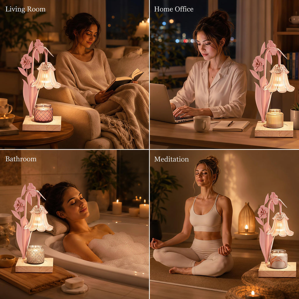 Pink Dimmable Candle Warmer Lamp with Timer H230