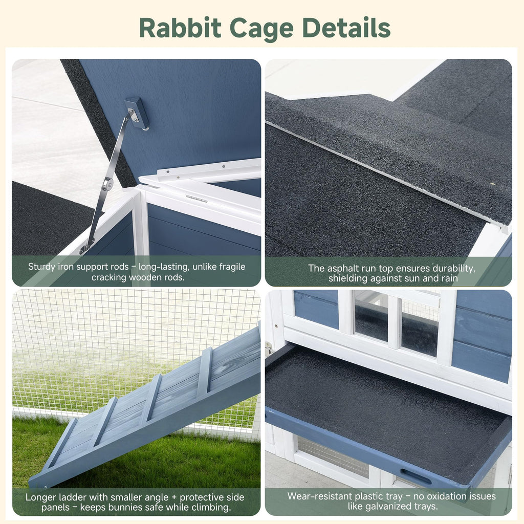 Wooden Rabbit Hutch with Pull-Out Cleaning Tray R8617