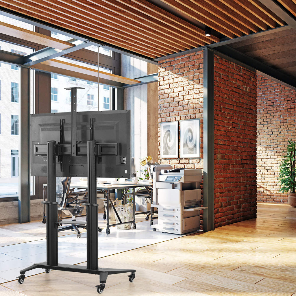 Aluminum Mobile TV Cart for 32 to 120 inch Screens up to 308 lbs, Black Z956686