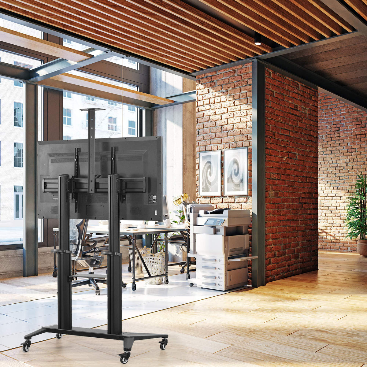 Aluminum Mobile TV Cart for 32 to 120 inch Screens up to 308 lbs, Black Z956686