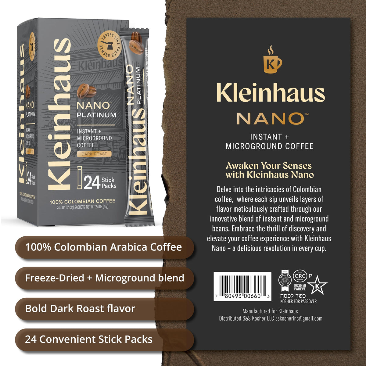Dark Roast Instant Coffee Packets K645