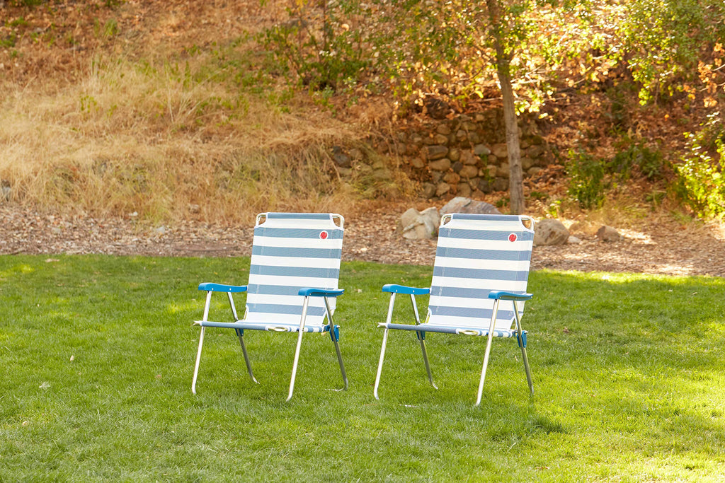 Folding Camp Lawn Chair 2 Pack Blue White K4154