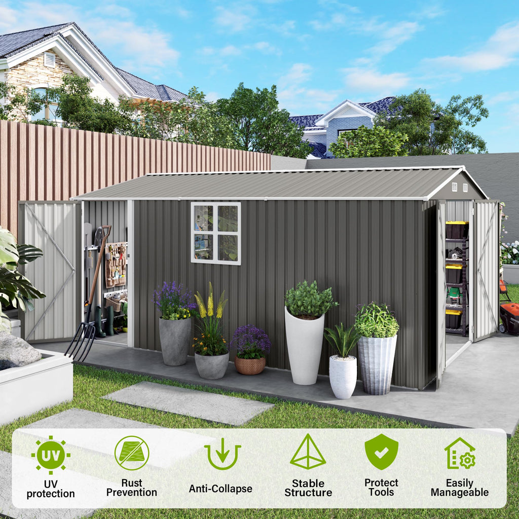 10x14 FT Outdoor Metal Storage Shed K9564
