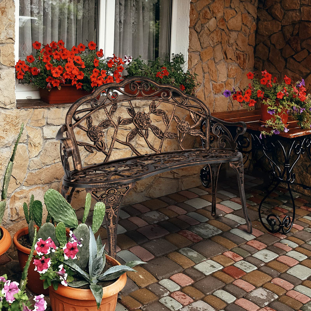 2 Seater Cast Iron Cast Aluminium Garden Bench B979394