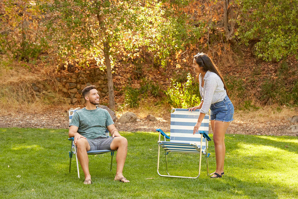 Folding Camp Lawn Chair 2 Pack Blue White K4154