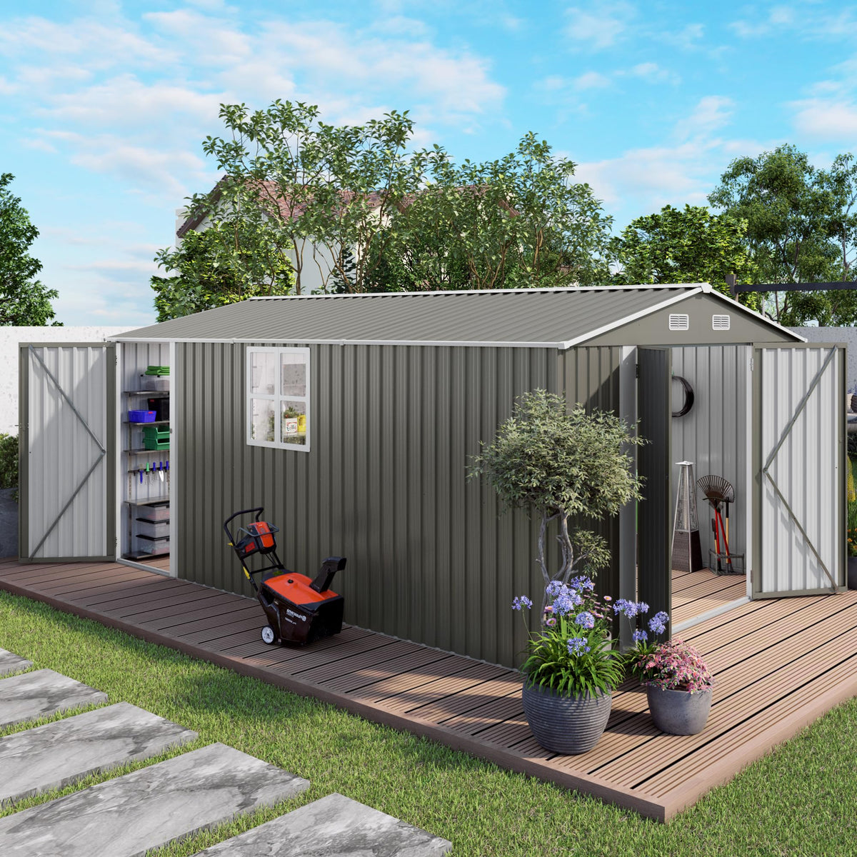 10x14 FT Outdoor Metal Storage Shed K9564