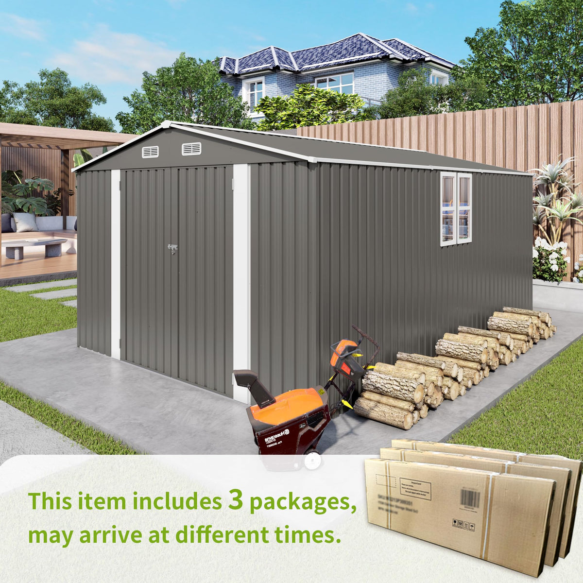 10x14 FT Outdoor Metal Storage Shed K9564