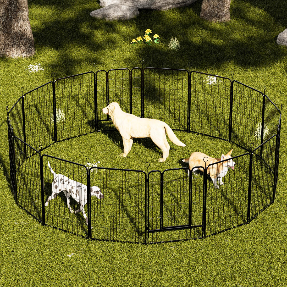Heavy-Duty Iron Exercise-Pen System Portable Yard Camping Kennel Alternative J78590